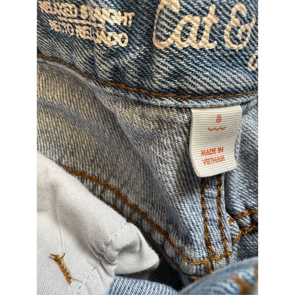Cat & Jack boys size 8 light blue jean denim distressed straight regular adjusta - Picture 4 of 5